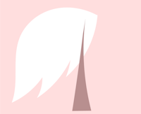 a silhouette of a woman with long white hair on a pink background