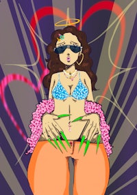 a cartoon of a woman in a bikini