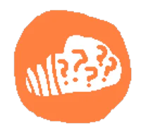 an orange light bulb with a question mark on it