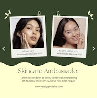 two women with the title skin care ambassador