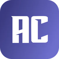 the ac logo on a purple square