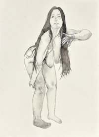 a drawing of a woman with long hair
