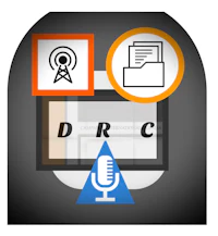 the drc logo with a microphone and a microphone