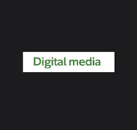 the digital media logo on a black background
