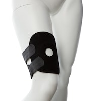 a mannequin with a black knee brace