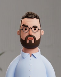a 3d model of a man with glasses and a beard