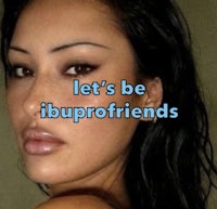a woman with black hair and a caption that says let's be ibuproffriends