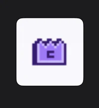 a purple pixel icon on a white background