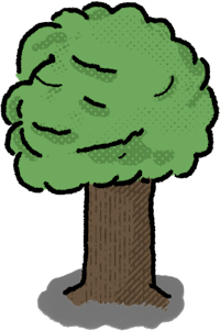 a cartoon tree on a white background