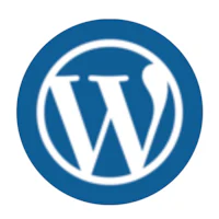 a blue and white wordpress logo