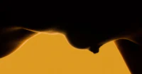 a silhouette of a woman's face against a yellow background