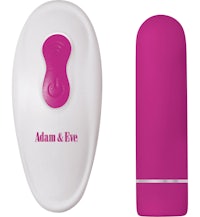 a pink and white vibrator with the word adam and five on it
