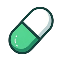 a green pill on a black background
