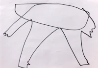a drawing of a man with a hat on his head