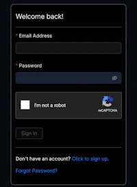 a screen shot of a login screen