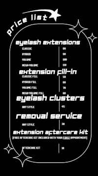 a price list for eyelash extensions