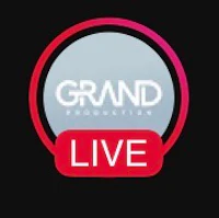 the grand production live logo on a black background