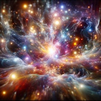 an image of a galaxy with bright stars in it