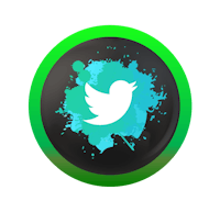 twitter icon with green splats on a black background