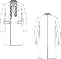 a drawing of a trench coat with a tie