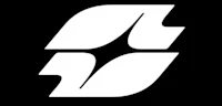 a white logo with the letter s on a black background