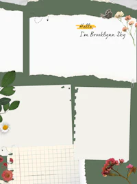 a collection of papers with flowers and leaves on them