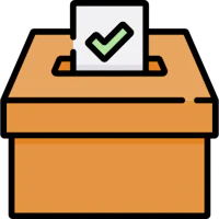 a voting box with a check mark in it