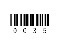 a black and white barcode on a white background