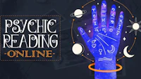 a hand with the words psychic reading online
