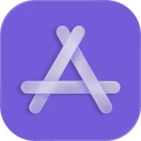 the app icon on a purple background