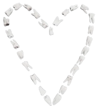 a heart made of teeth on a black background