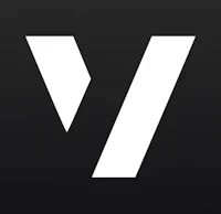 the v logo on a black background