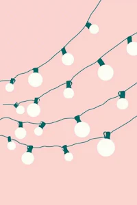 christmas lights on a pink background
