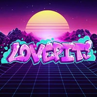 a neon background with the word lovepit written on it