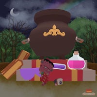a picture of a pot with a potion on it