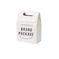 a white gift bag with the word brand package on it
