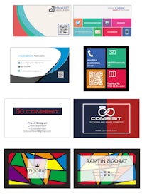 a variety of business cards with different colors and designs