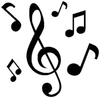 a black and white music note clip art