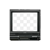 a black television screen on a transparent background