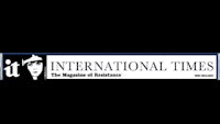 the international times logo on a black background