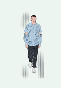 an illustration of a man walking down the street