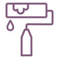 an icon of a paint roller with a droplet on it