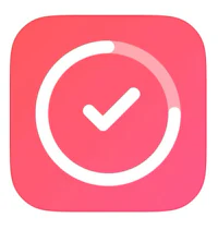 a pink icon with a check mark on it