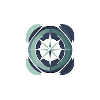 a blue and green compass icon on an app