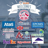 a group of logos on the front of a building