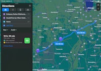 an ipad with a map showing a route