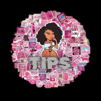 a pink circle with the words tips on it