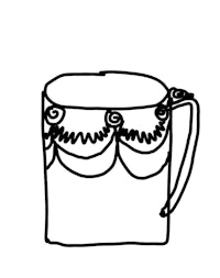 a black and white drawing of a mug