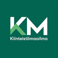 a green logo with the word km on it