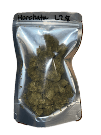 a bag of marijuana with the word horchata on it